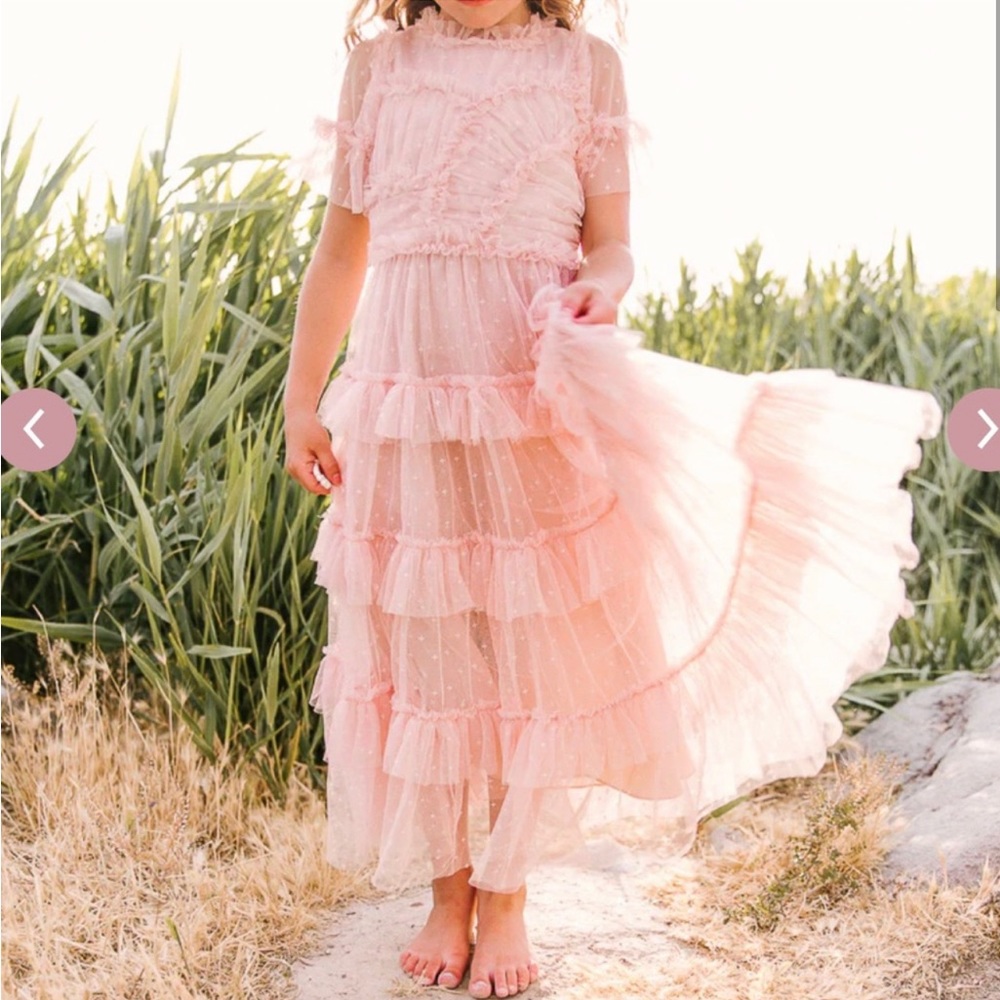 Mini Ivy City Co whimsical dress blush 12-18m